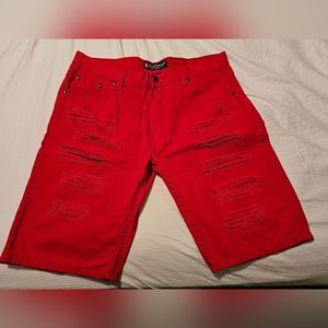 Mens SOUTHPOLE authentic collection Red ripped shorts 38
